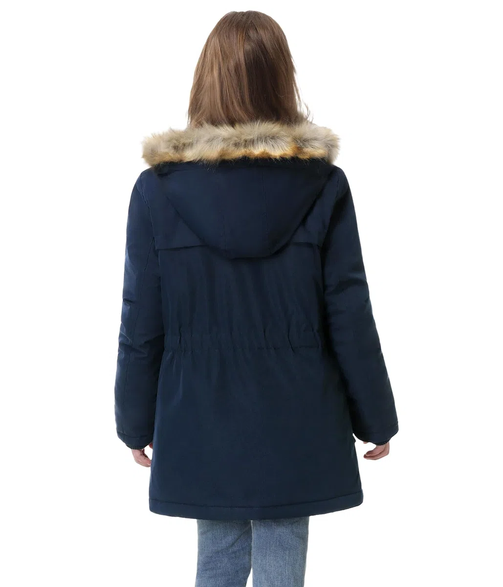 Vancavoo Abrigo Niña Invierno Chaqueta con Pelo Capucha Plumas Mediana Longitud Caliente Cazadora Ropa por 6-12 Años