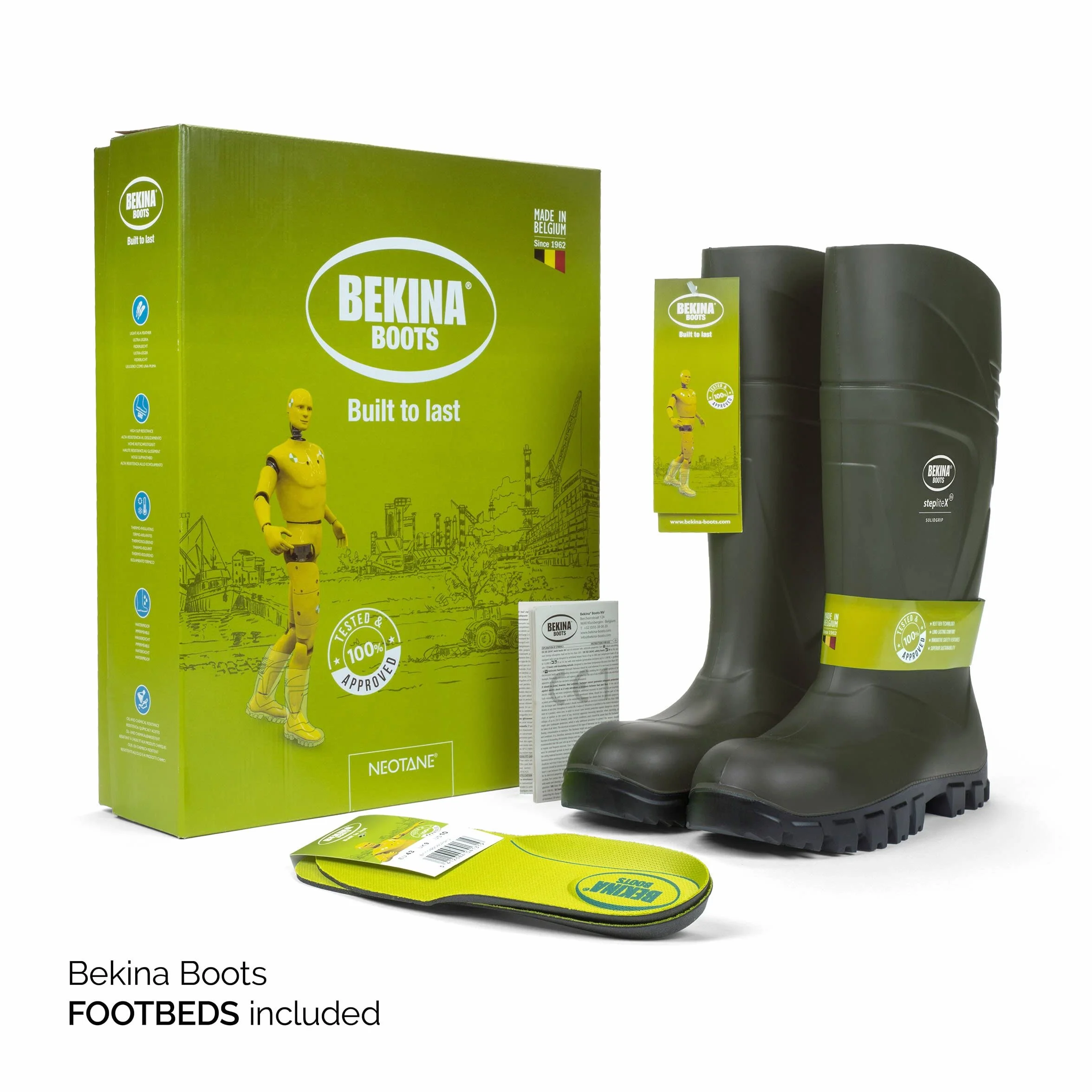 Botas de Seguridad y de Trabajo para Hombres y Mujeres Incl. Puntera y Suela de Acero de Alta Seguridad, para Uso agrícola, garantizan una excelente adherencia, Verde, EU 43