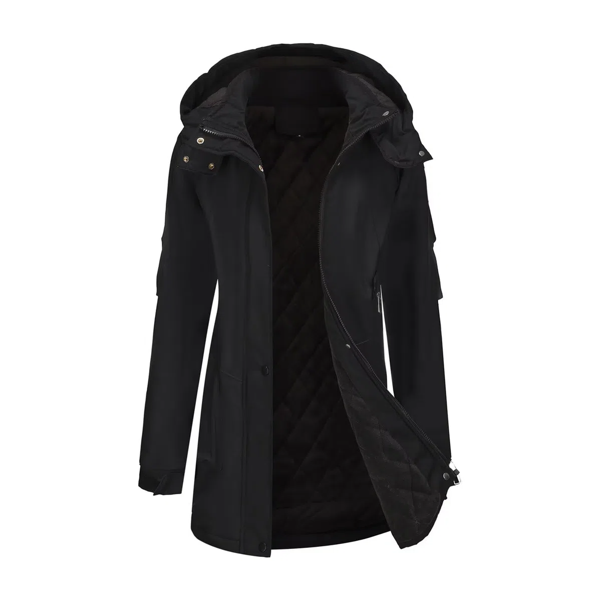 Chaquetas impermeables ligeras para mujer Abrigos largos de softshell con forro polar cálido para otoño-invierno