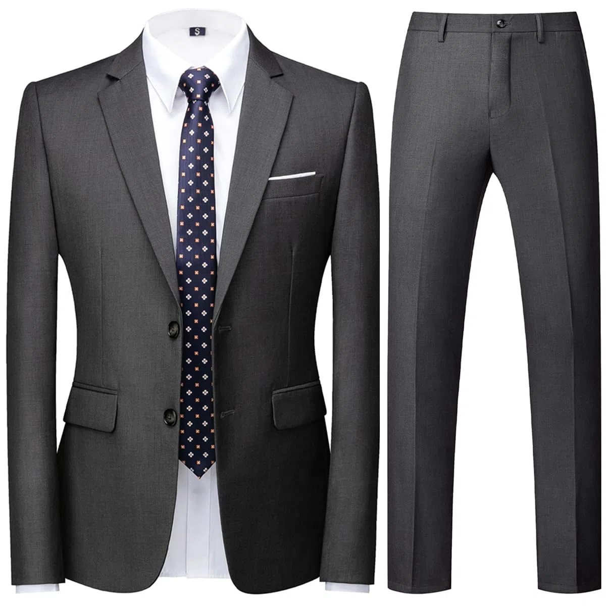 Allthemen Traje de Hombre de 2 Piezas de Ajuste Delgado de un Solo Pecho Trajes de Dos Botones Boda Pantalones de Chaqueta de Negocios