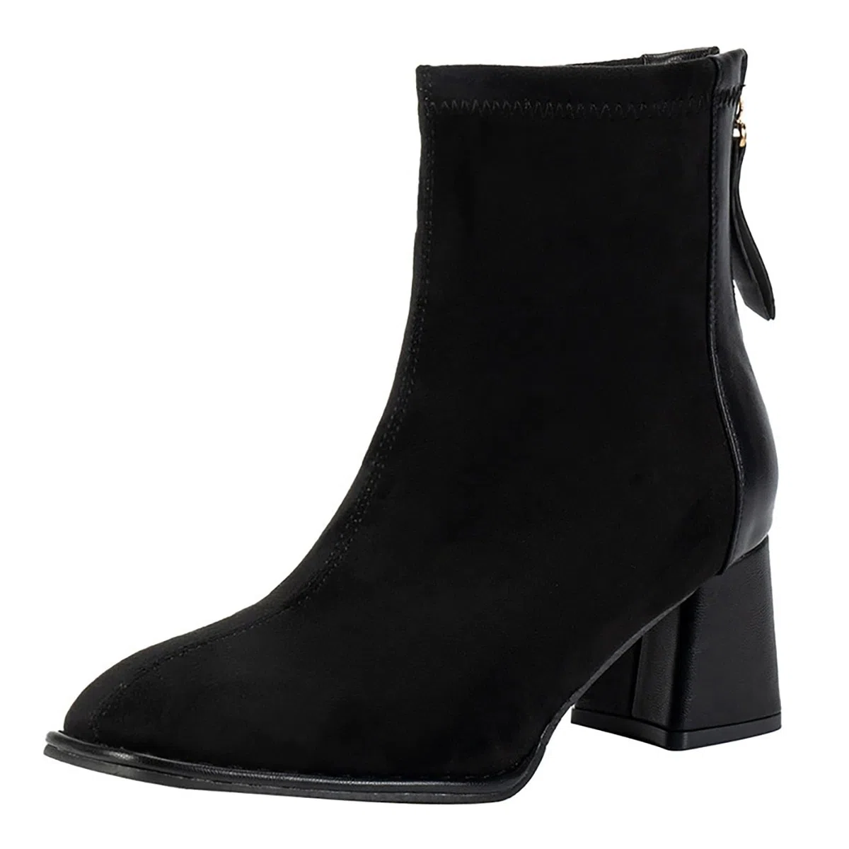 Cocila Botas De Terciopelo Con Punta Puntiaguda Y Tacón Grueso Para Mujer Cremallera Trasera Botines Altos Estilo Moteras Agua Media Caña Piel Marrones Tacon Fino Bajo Barefoot Altas Boots