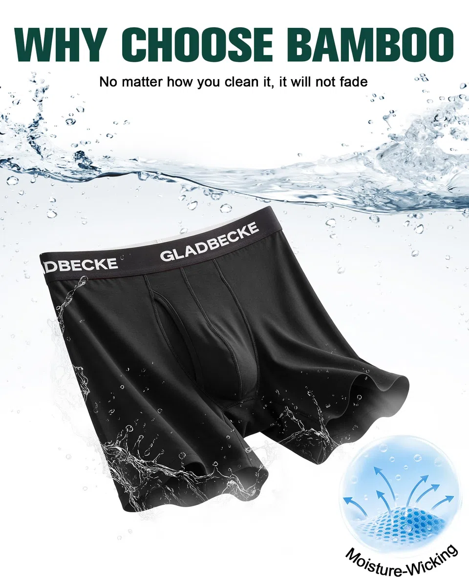 Calzoncillos Hombre Boxer de Bambú, Suaves y Elásticos, Ropa Interior Transpirable Anti-Rozaduras con Bragueta, Boxers Largos Hombre, Tallas M-XXL Pack de 4
