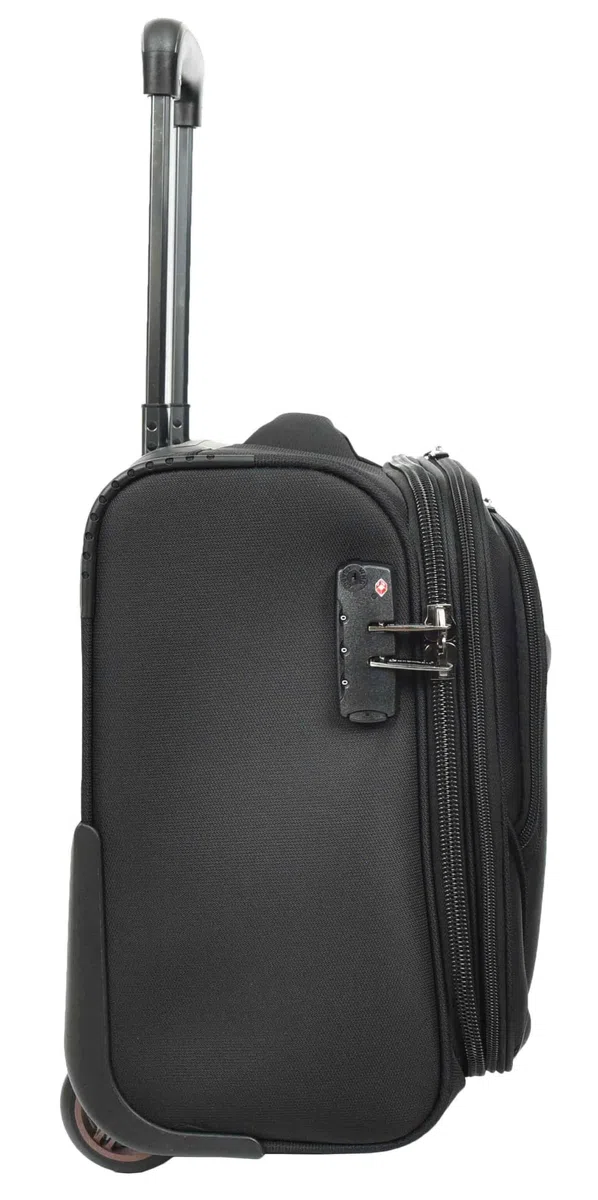 House Of Leather Pilot Case - Maletín organizador de negocios, bolsa de viaje con 2 ruedas, color negro Sparta, Black, M, Estuche Pilot
