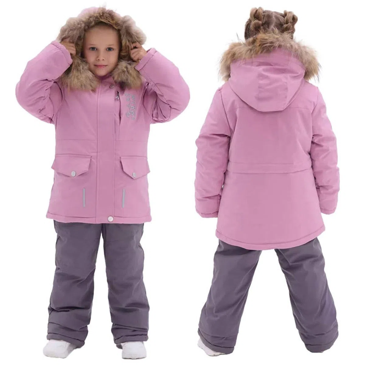 Traje de esquí para niñas, clásico, liso, con capucha, chaqueta y pantalones, a prueba de nieve, forro polar, ligero, cómodo, traje de nieve para niños