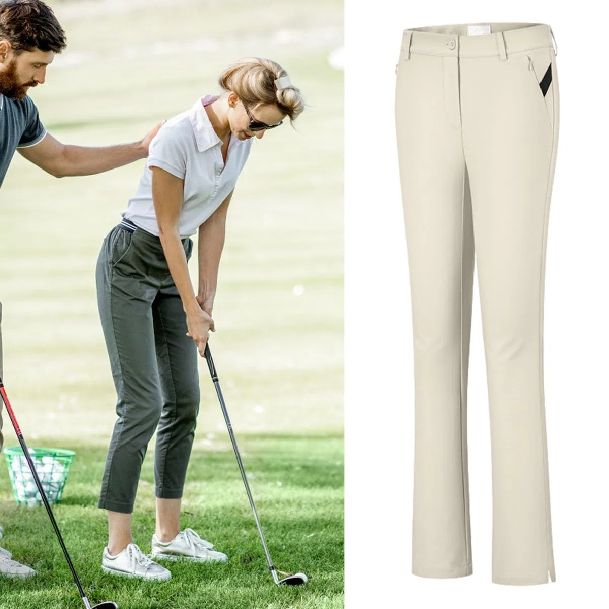 Pantalones de golf para mujer, pantalones de golf para mujer, pantalones para vestirse con bolsillos con cremallera, pantalones de golf para mujer, ligeros, elásticos, pantalones de trabajo y