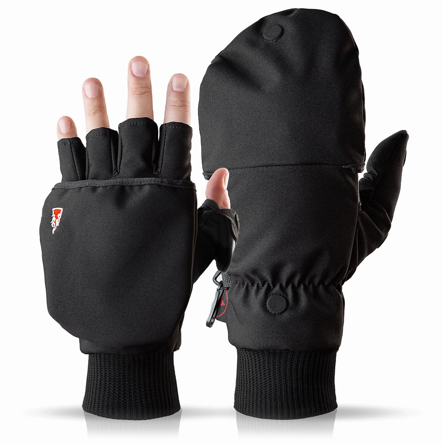 THE HEAT COMPANY - Heat 2 Softshell - Guantes sin Dedos y manopla en uno para Pantallas táctiles Guante cálido de Invierno - contra el frío en el Deporte y Trabajo - Unisex