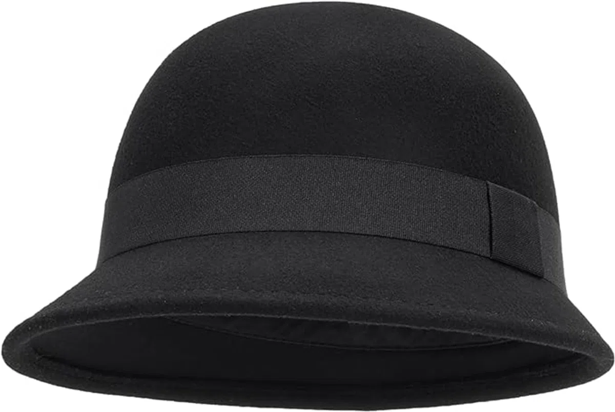 INOGIH Sombrero vintage de los años 20 – Sombrero de lana cálida de invierno Gatsby Cloche Bowler para mujeres y damas Derby Party aplastable