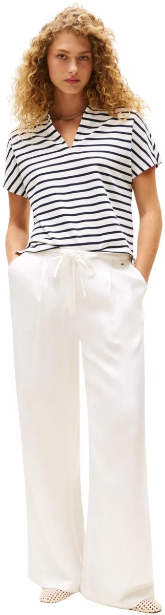 Tommy Hilfiger Polo de Manga Corta Mujer Lyocell Tipping sin Botones