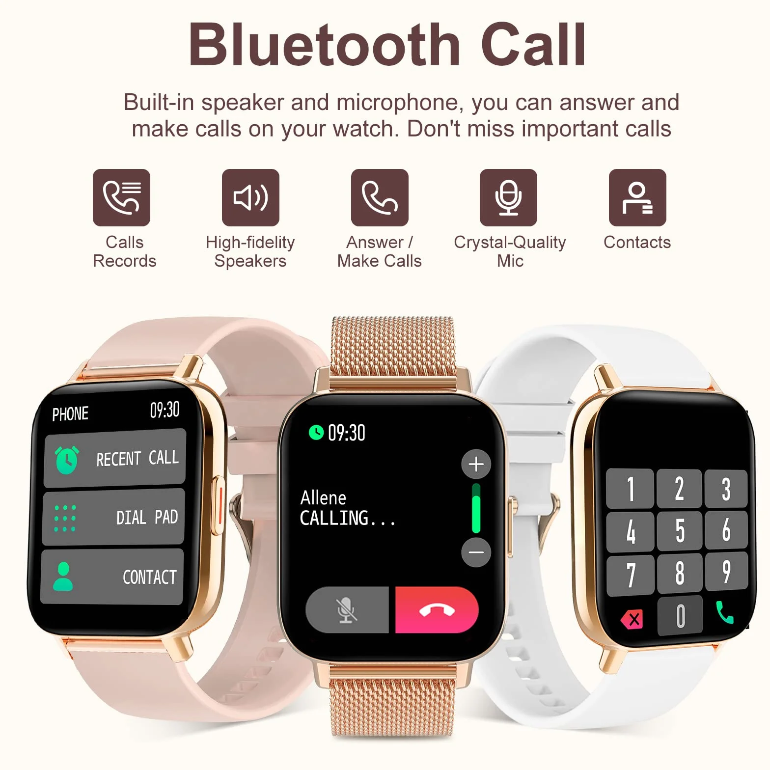 Reloj Inteligente Mujer con Llamadas Smartwatch Monitor de Sueño, Pulsometro, Oxímetro, Podómetro Caloría DIY Esfera Reloj, Reloj Digital iOS Android Pulsera de Actividad 8 Modos Deportivos