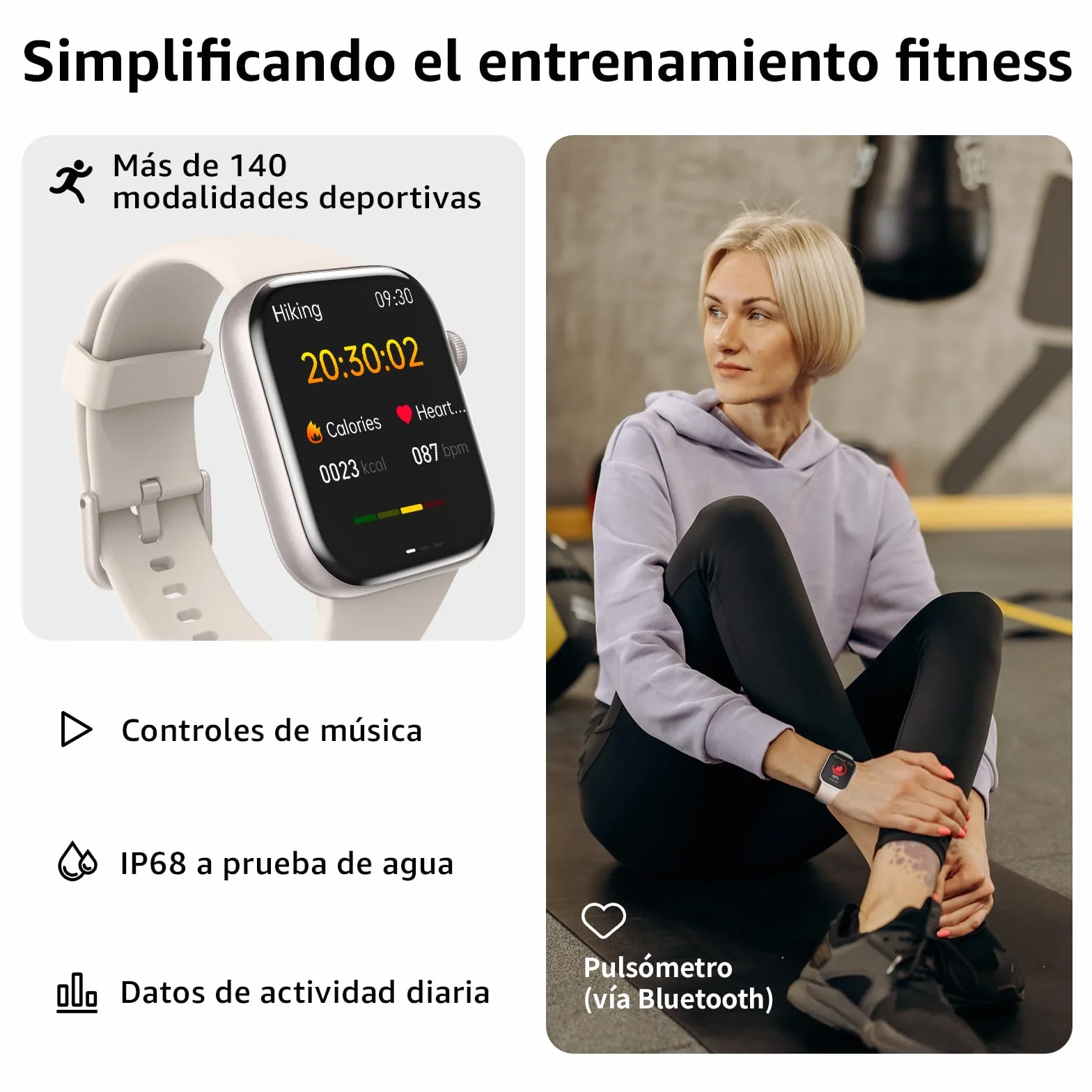 AcclaFit Reloj Inteligente Mujer Hombre, 1.85" Smartwatch con Llamadas Bluetooth, 140+ Modos Deportivos con SpO2/Pulsómetro/Monitor de Sueño/Podómetro, Impermeable IP68 para Android iOS Skyblue
