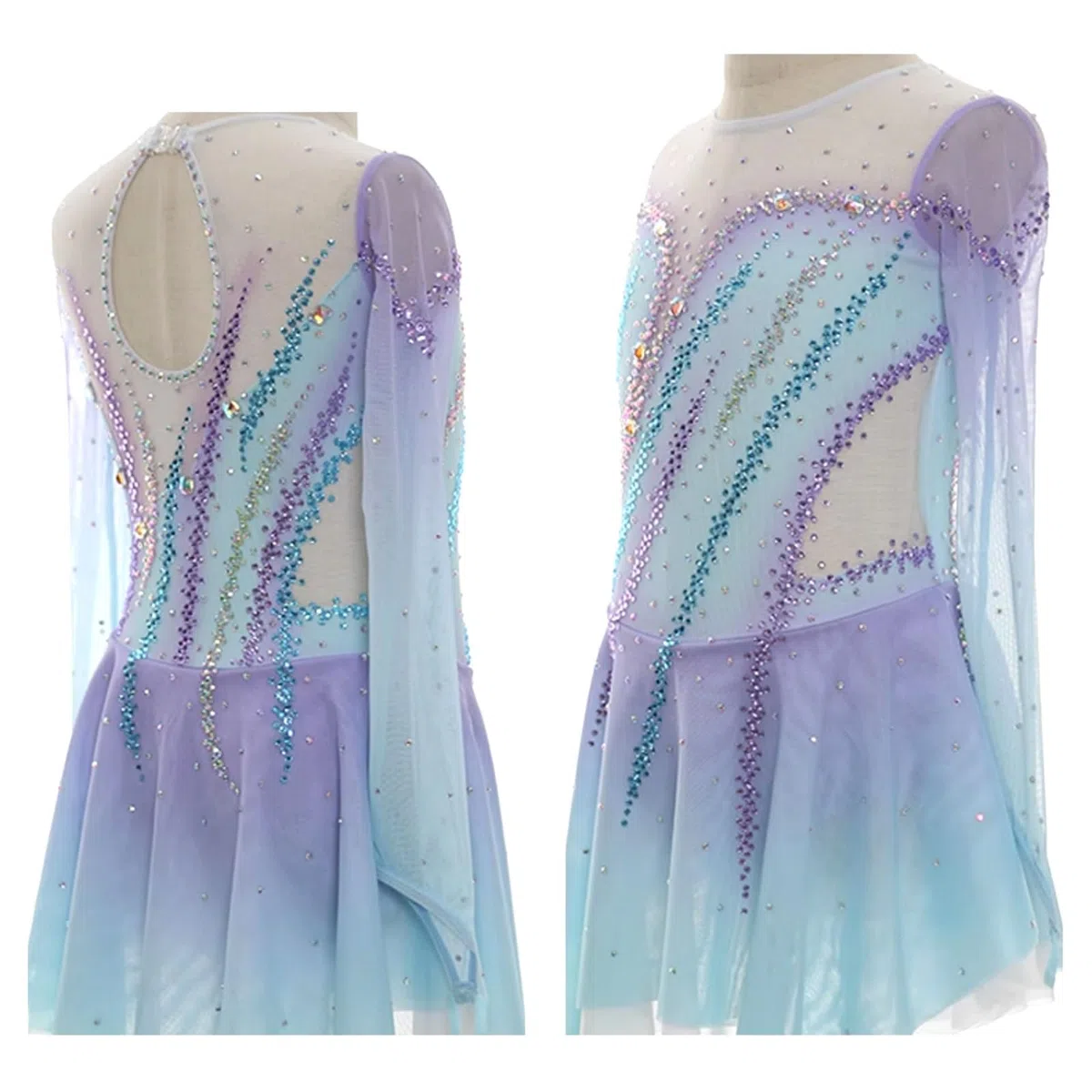 Vestido De Patinaje Artístico For Niñas, Personalización Profesional, Trajes De Danza Sobre Hielo For Competición, Manga Larga