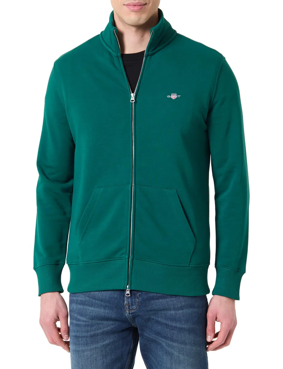 GANT Hombre Sudadera con Cremallera Y Escudo Normal, Grey