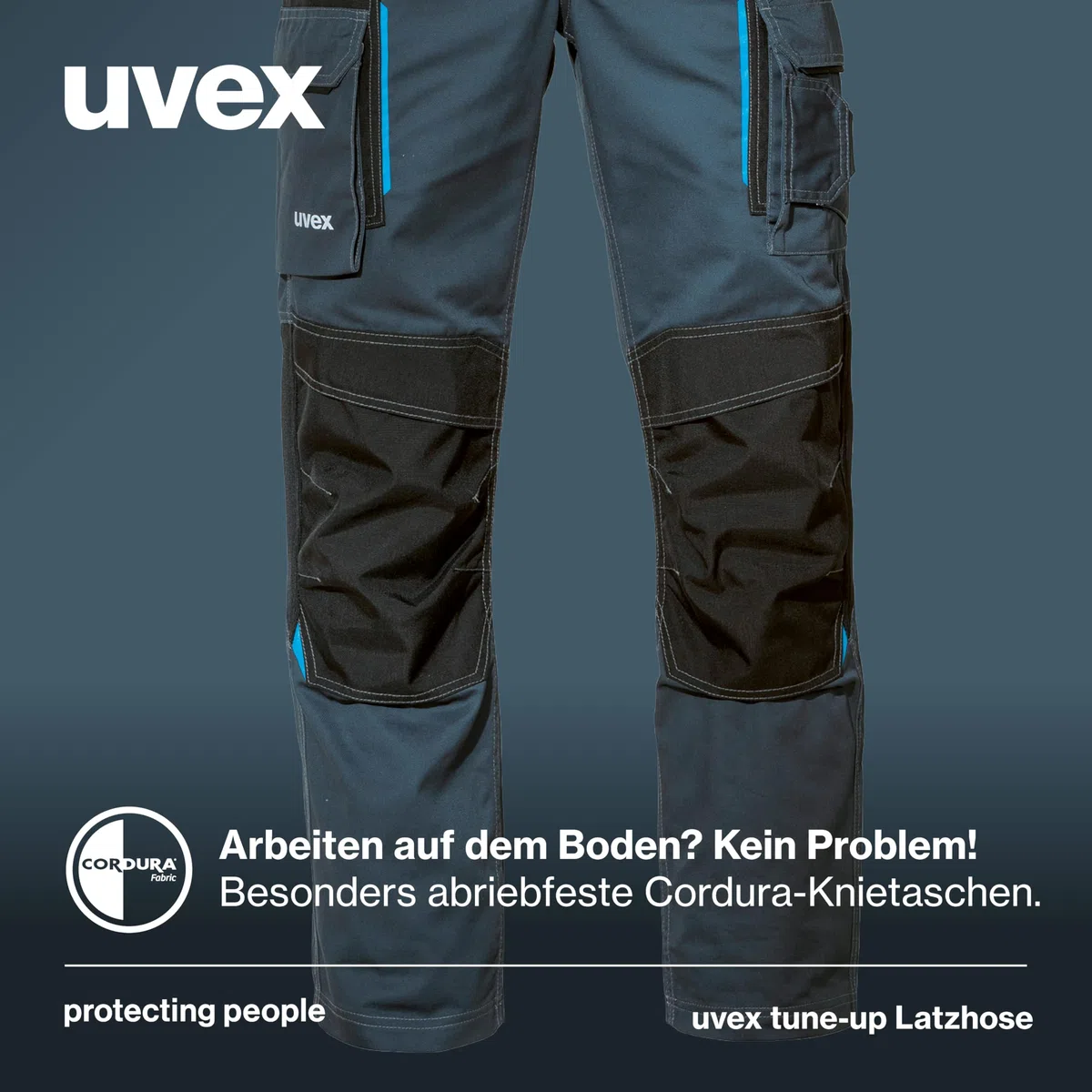 Uvex Tune-Up Pantalones de Trabajo Largos para Hombres - Petos con Cintura elástica y Bolsillos en la Rodilla - Azul
