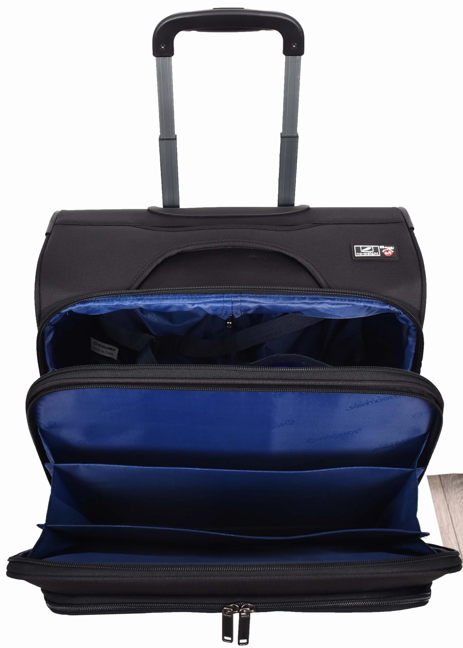 House Of Leather - Maletín de viaje para piloto, organizador de negocios, trolley de oficina, bolsa de cabina, 4 ruedas, Black, Cabin