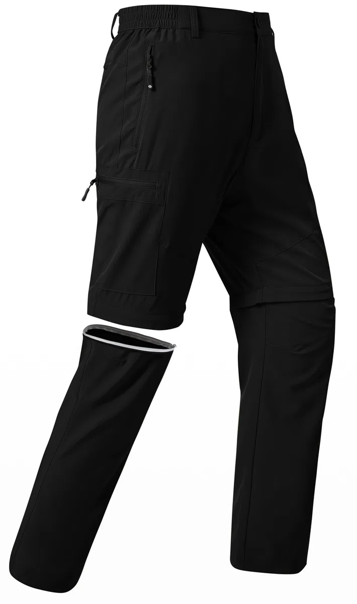 JINSHI Hombre Pantalón Convertible Cortos de Secado Rápido Ligero Zip Off Pantalones de Senderismo Montaña Escalada con 5 Zip-Bolsillos