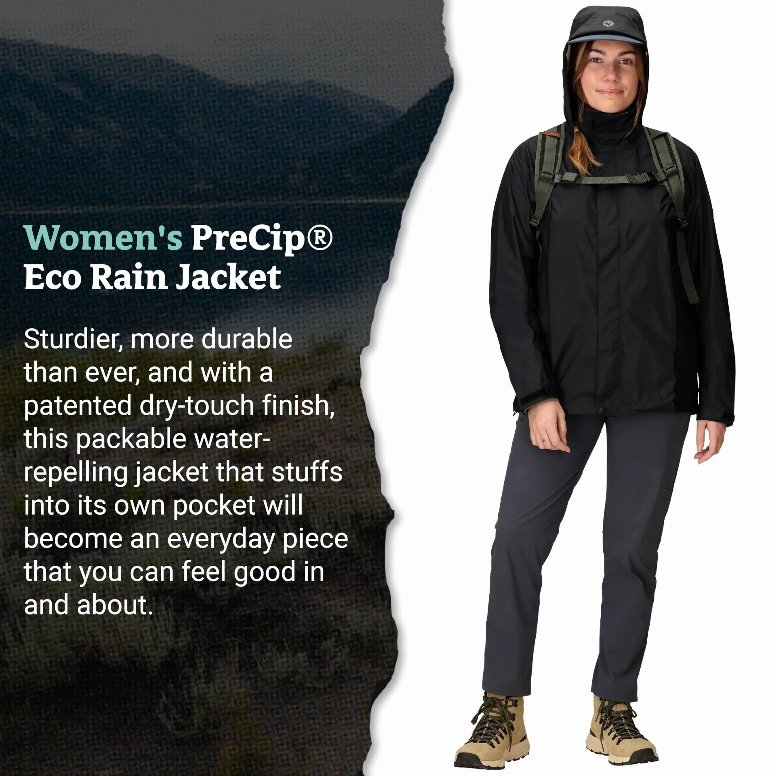 Marmot Women's Precip Eco Jacket Chaqueta impermeable para lluvia, chubasquero transpirable con capucha, cortaviento ligero hardshell para senderismo y bicicleta Mujer (Pack de 1)