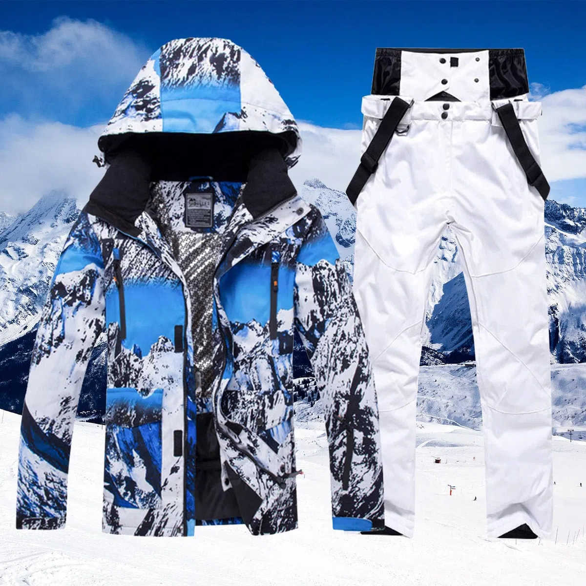 Generisch Traje de esquí para hombre resistente al viento aislante chaqueta de snowboard con pantalones