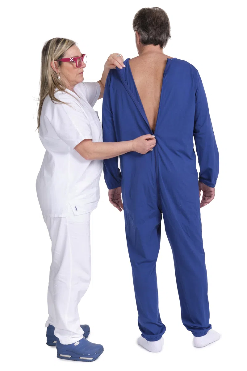 FERRUCCI COMFORT Pijama geriátrico antipañal para Personas Mayores 9078 ML PL - 100% Algodon - Mangas largas y Pantalones Largos