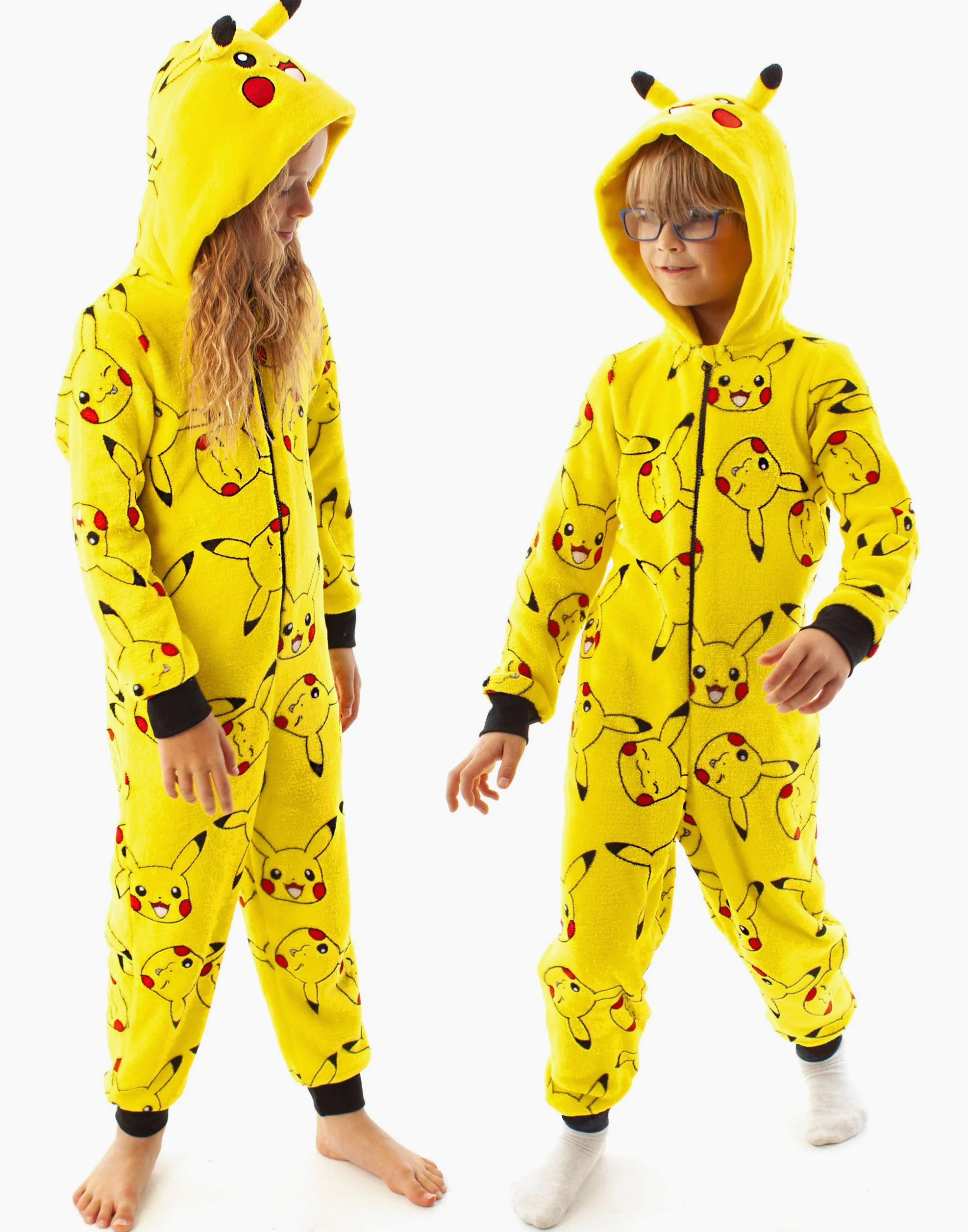 Pokémon Onesie Boys Pikachu Amarillo 3D Orejas Niños Todos En Un Pijamas PJs