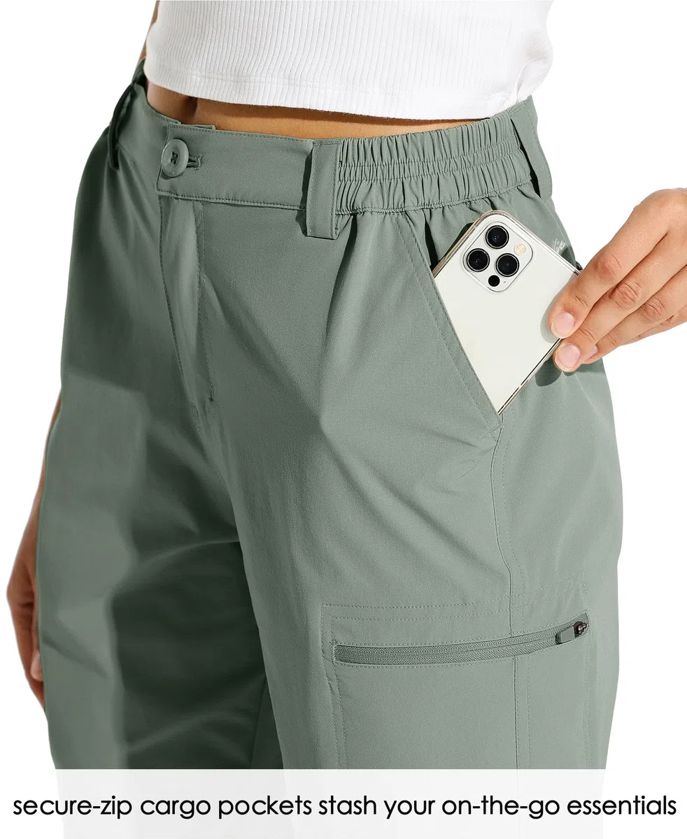WILLIT Pantalones cortos de senderismo para mujer, pantalones cortos de verano, pantalones cargo de ciclismo, elásticos, pantalones de golf, de secado rápido, para senderismo, exteriores, ligeros, con