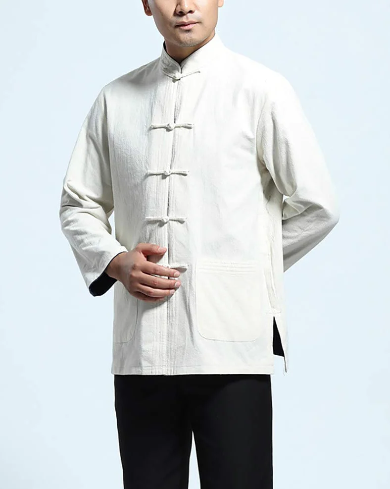 Hombre Mujer Reversible Ambos Lados Capa Chaqueta Traje Tang Chino Tradicional Manga Larga Artes Marciales Kung fu Camisa