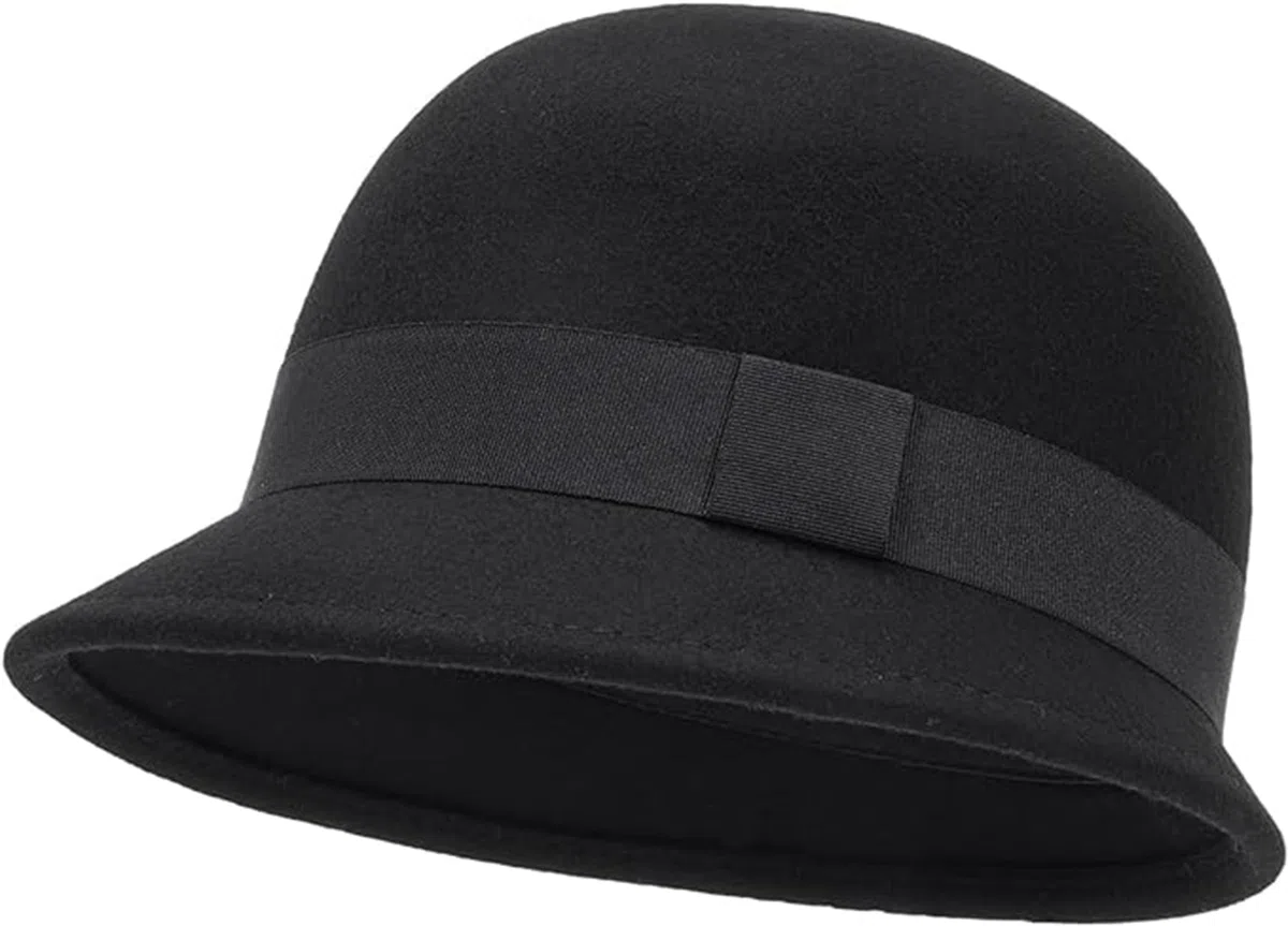 INOGIH Sombrero vintage de los años 20 – Sombrero de lana cálida de invierno Gatsby Cloche Bowler para mujeres y damas Derby Party aplastable