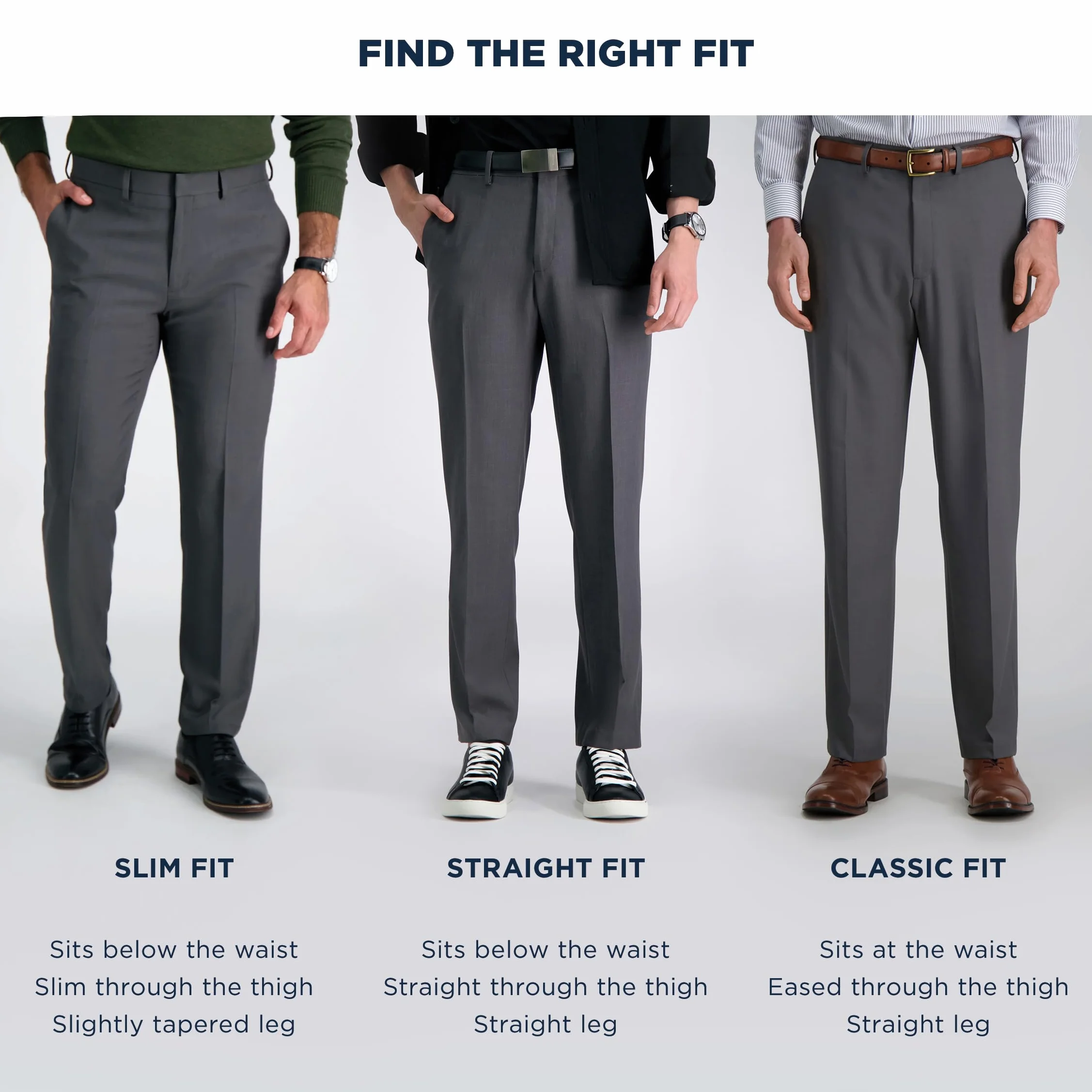 Haggar Classic Fit Flat Front Flex Waistband Stretch Dress Pant - Clásico Hombre