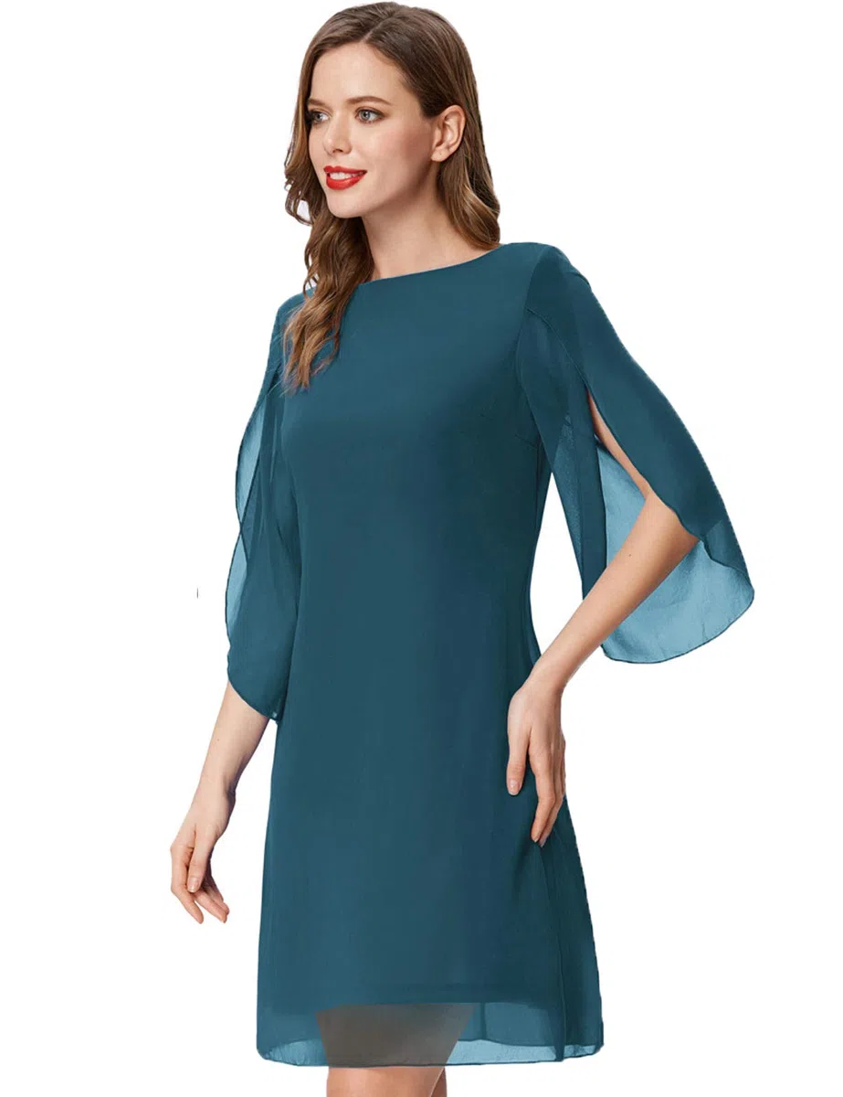 GRACE KARIN Vestido Elegante Mujer Vestido Gasa Manga Corta Casual Gasa Top Cuello Redondo
