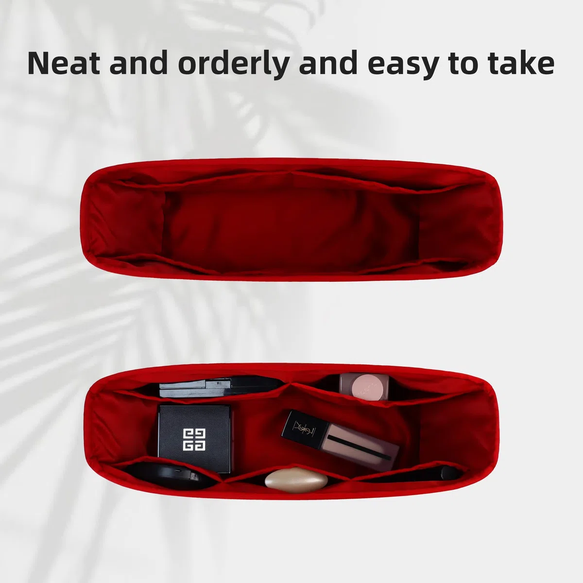 DGAZ Organizador de Bolso de Seda Premium, Inserto Ligero para Neverfull BB/PM/MM/GM, Forro Interior Elegante que Protege y Organiza (Rouge casaque, MM)