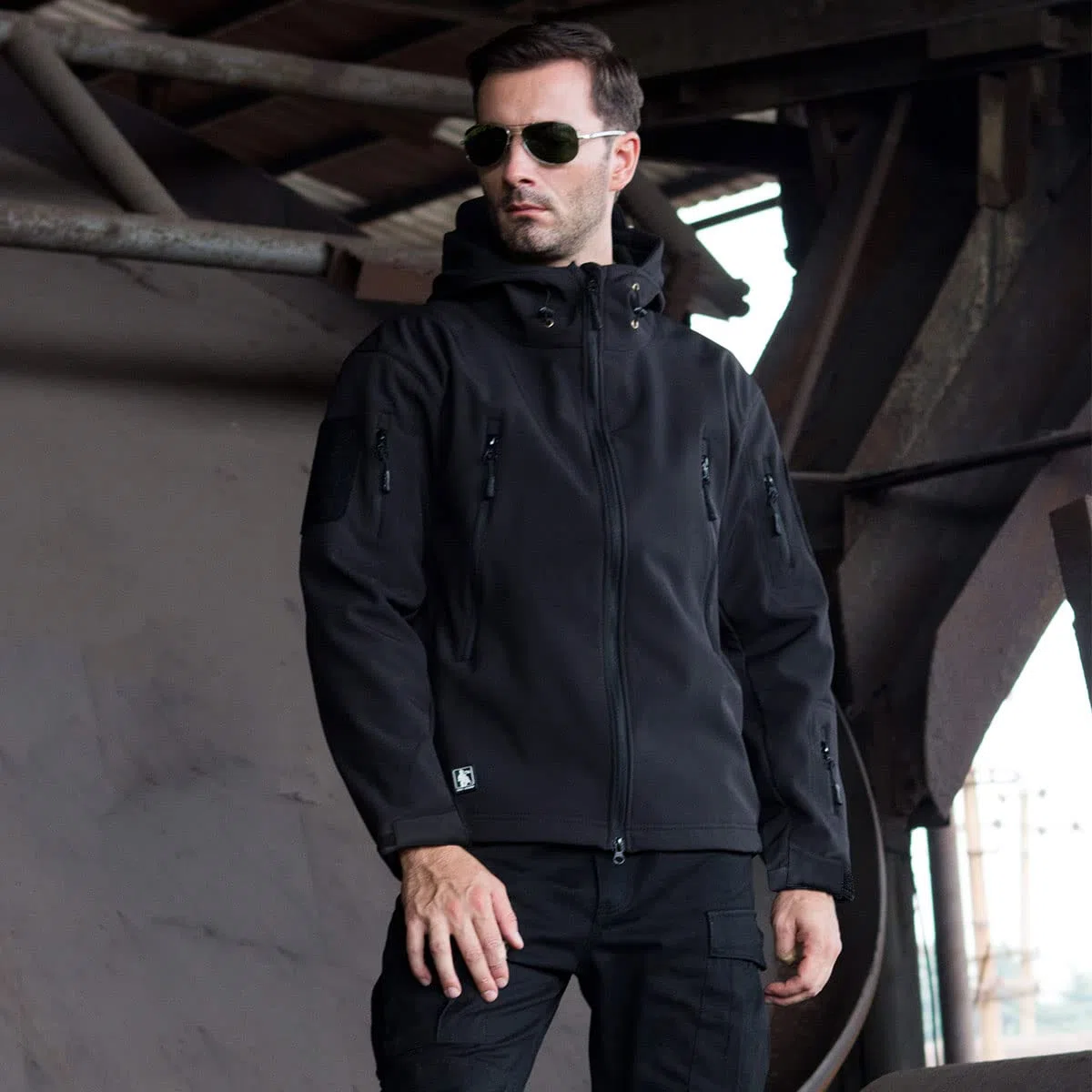 FREE SOLDIER para Hombre Militar Softshell Chaquetas Impermeable de Forro con Polar Exteriores Capucha Caza Multibolsillos
