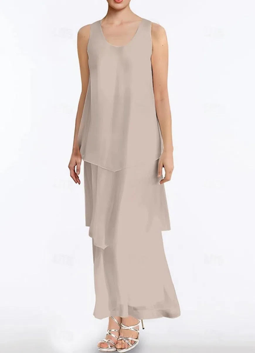 Traje de 2 piezas para madre de la novia, vestido de gasa para invitada de boda, trajes formales