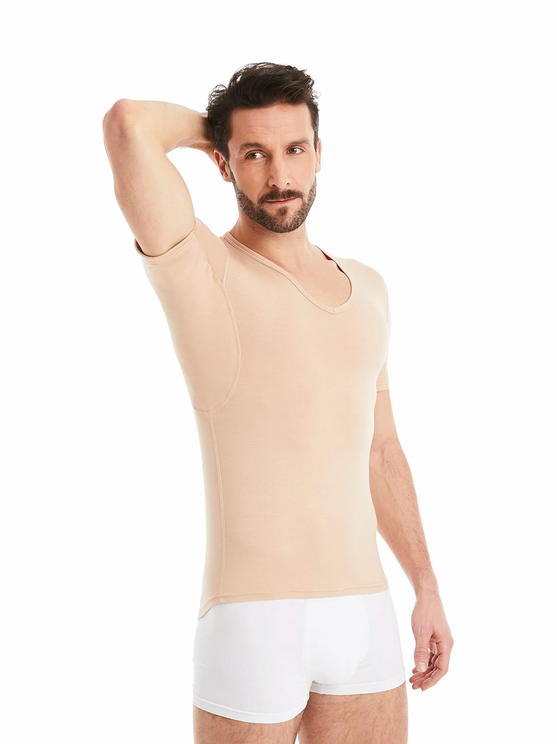 FINN Camiseta Anti-Sudor Hombre con Cuello de Pico y Parches antisudor contra la Sudoración Intensa - Camiseta Interior con Protección Garantizada contra Manchas de Sudor y Mal Olor