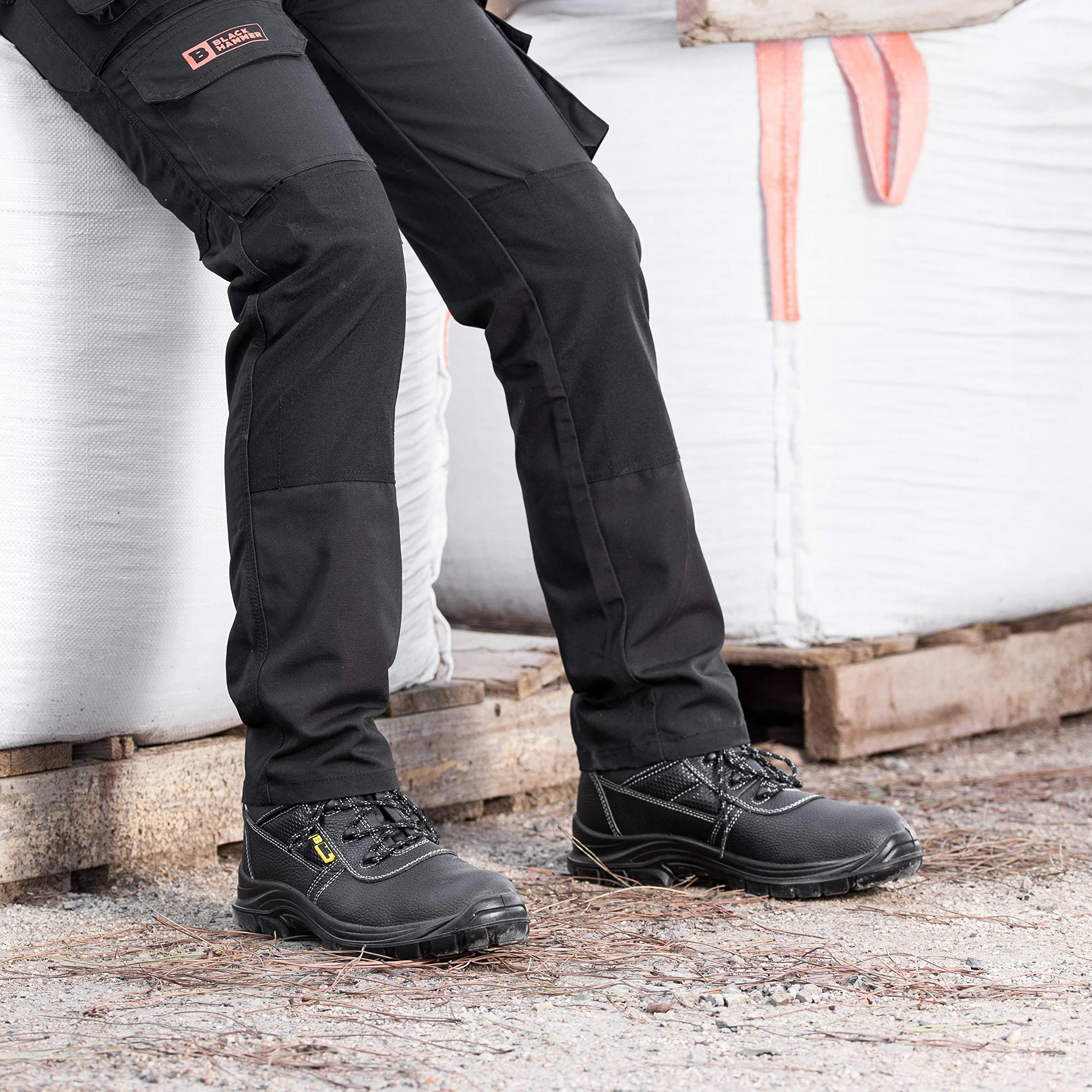 BLACK HAMMER Botas de Seguridad de Cuero para Hombres Puntera de acero Protección de Entresuela Impermeable S3 SRC Calzado de Trabajo al Tobillo de Cuero 1007 (41 EU)