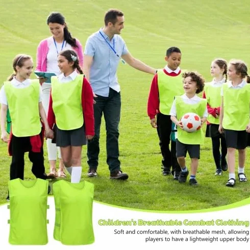 Petos Futbol Niños, 6 Piezas Petos Deportivos para Niños, 36 * 56 cm Petos de Entrenamiento Fútbol, Chaleco de Entrenamiento Petos Futbol para Futbol, Baloncesto