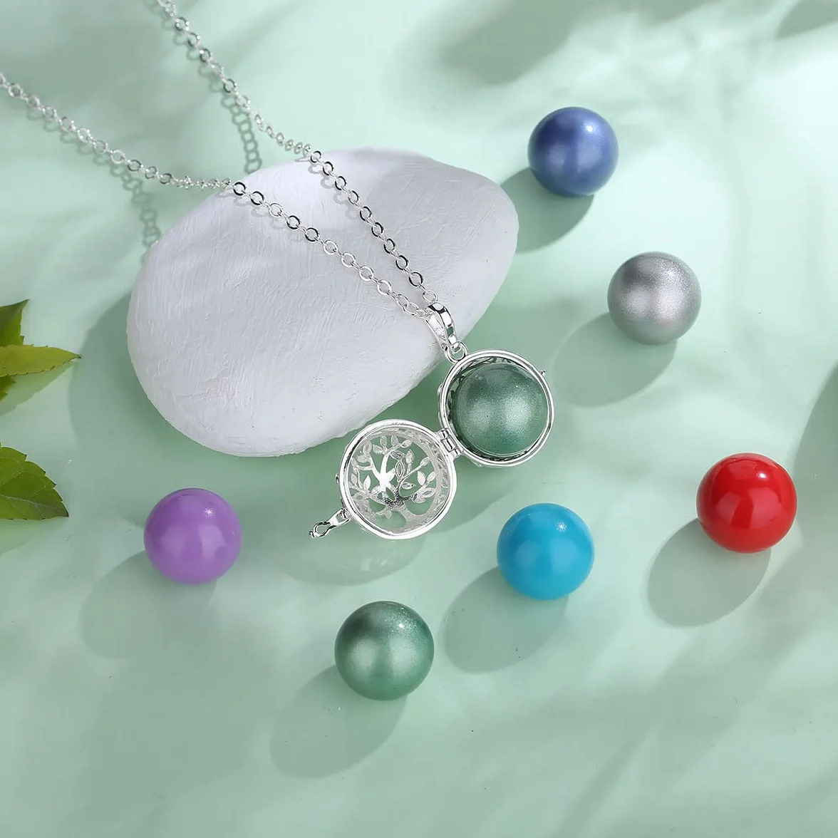 AEONSLOVE Llamadores de Angeles Embarazadas con Dulce Melodía Collar Colgante Árbol de la Vida para Futuras Madres Regalo Original para Mujer Embarazada, 2 Cadenas
