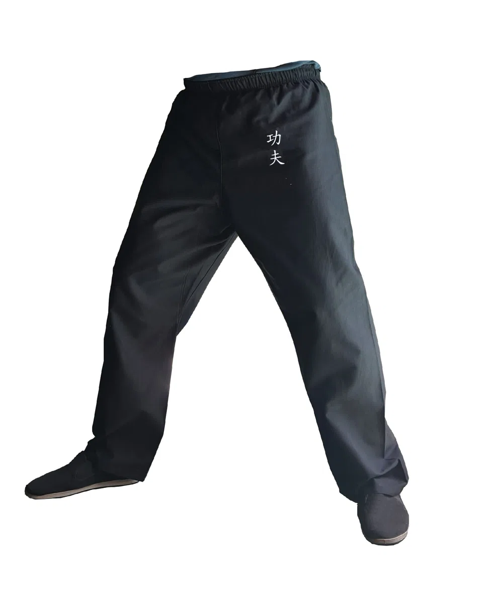 Pantalones de Kung Fu Negros 100% Algodón para Artes Marciales Hombre y Mujer
