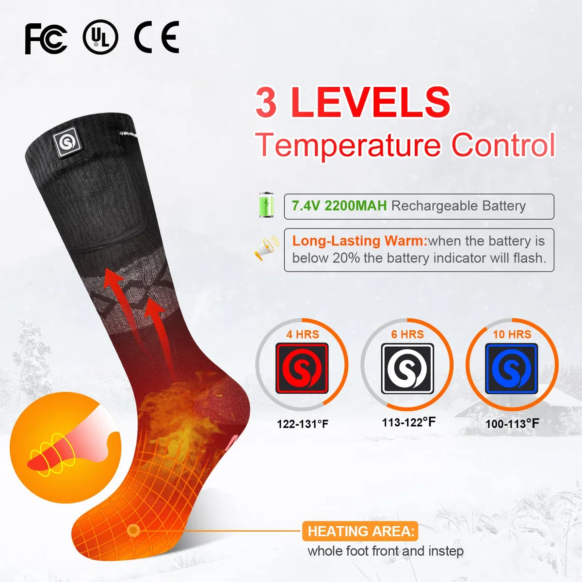 Calcetines Térmicos para Hombre Mujer Batería Recargable Calcetines Eléctricos en Invierno Frío Calcetines Térmicos para Caza Camping Esquí Senderismo Pesca Montar Motociclismo
