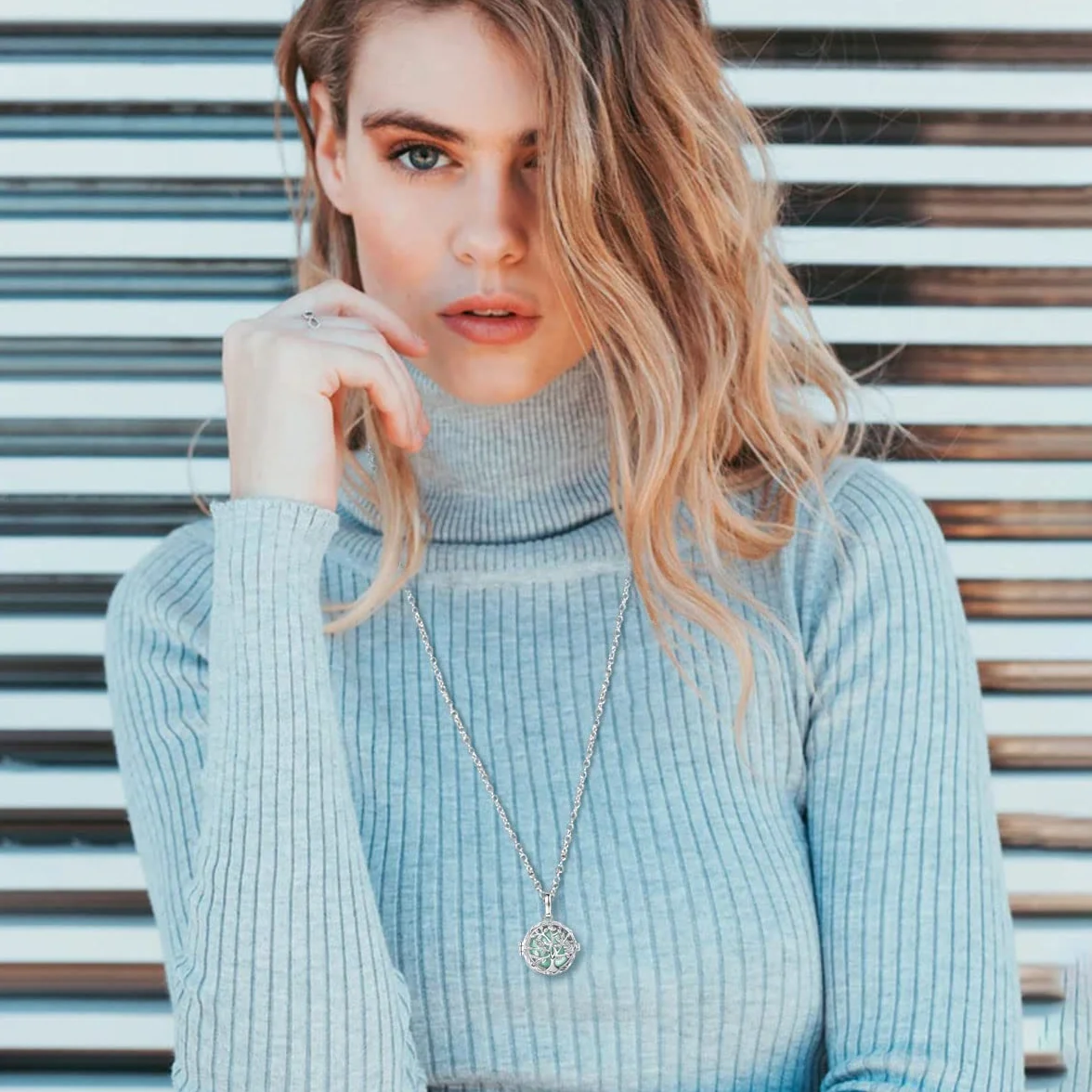 AEONSLOVE Llamadores de Angeles Embarazadas con Dulce Melodía Collar Colgante Árbol de la Vida para Futuras Madres Regalo Original para Mujer Embarazada, 2 Cadenas