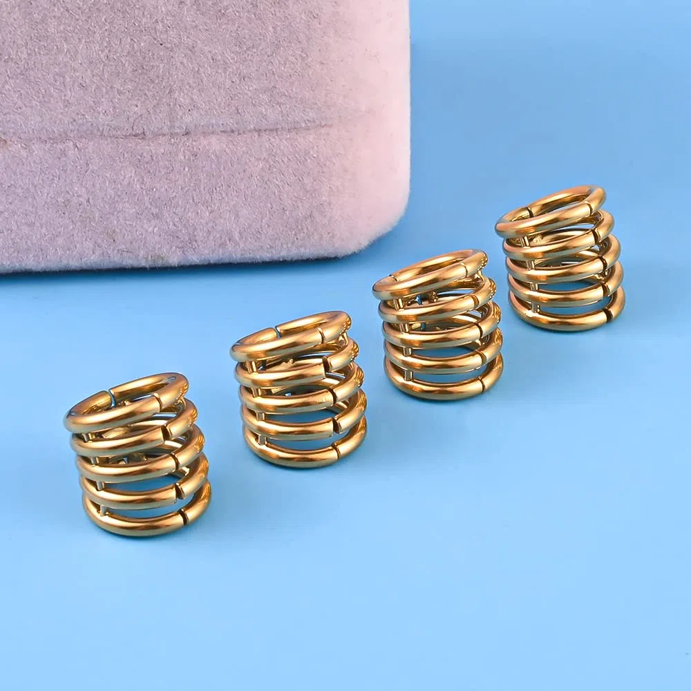 Vankula Pesos Dilataciones Orejas tapones túnel 5 Anillos acero inoxidable Expansores Estiramiento Piercing 6mm