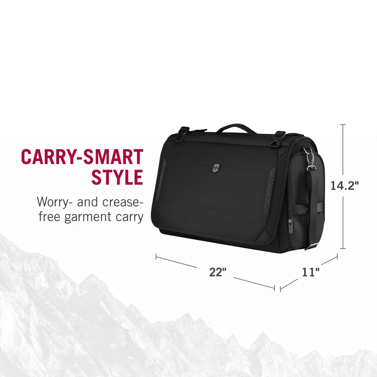Victorinox Crosslight Garment Bag, Equipaje de Viaje, Portatrajes, Mujer/Hombre, 28 x 56 x 36 cm, Negro