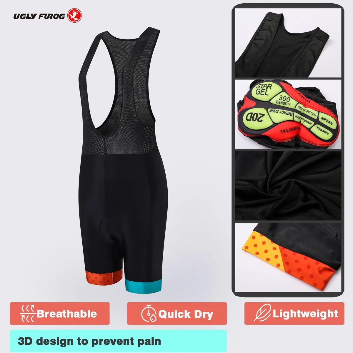 UGLY FROG Ropa Ciclismo Maillot Hombre Completo Camiseta + Pantalones Cortos 20D Gel Acolchado