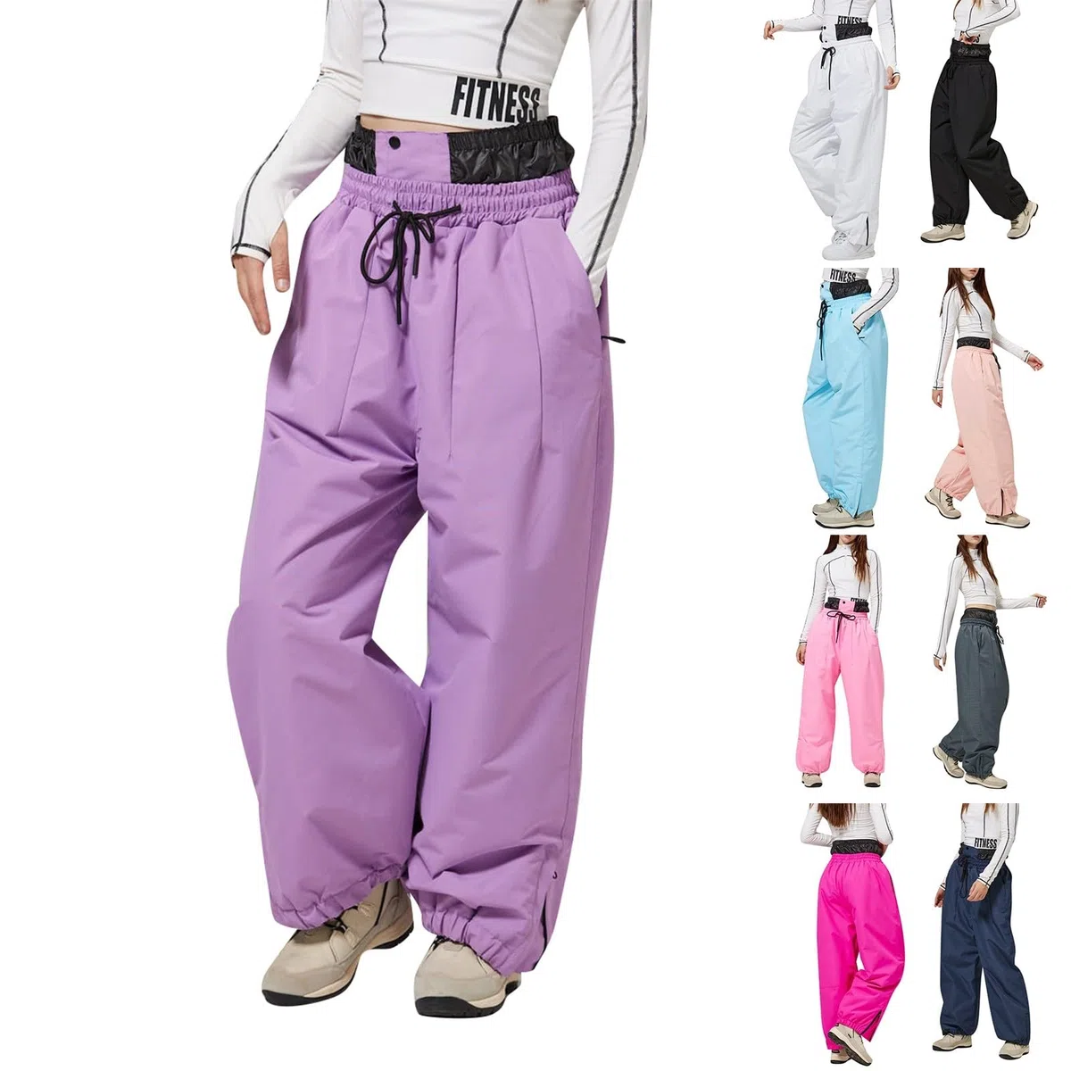 Pantalones de esquí para mujer, forrados con tirantes, térmicos, cálidos, para exteriores, impermeables, resistentes al viento, pantalones de snowboard, pantalones de invierno, cálidos
