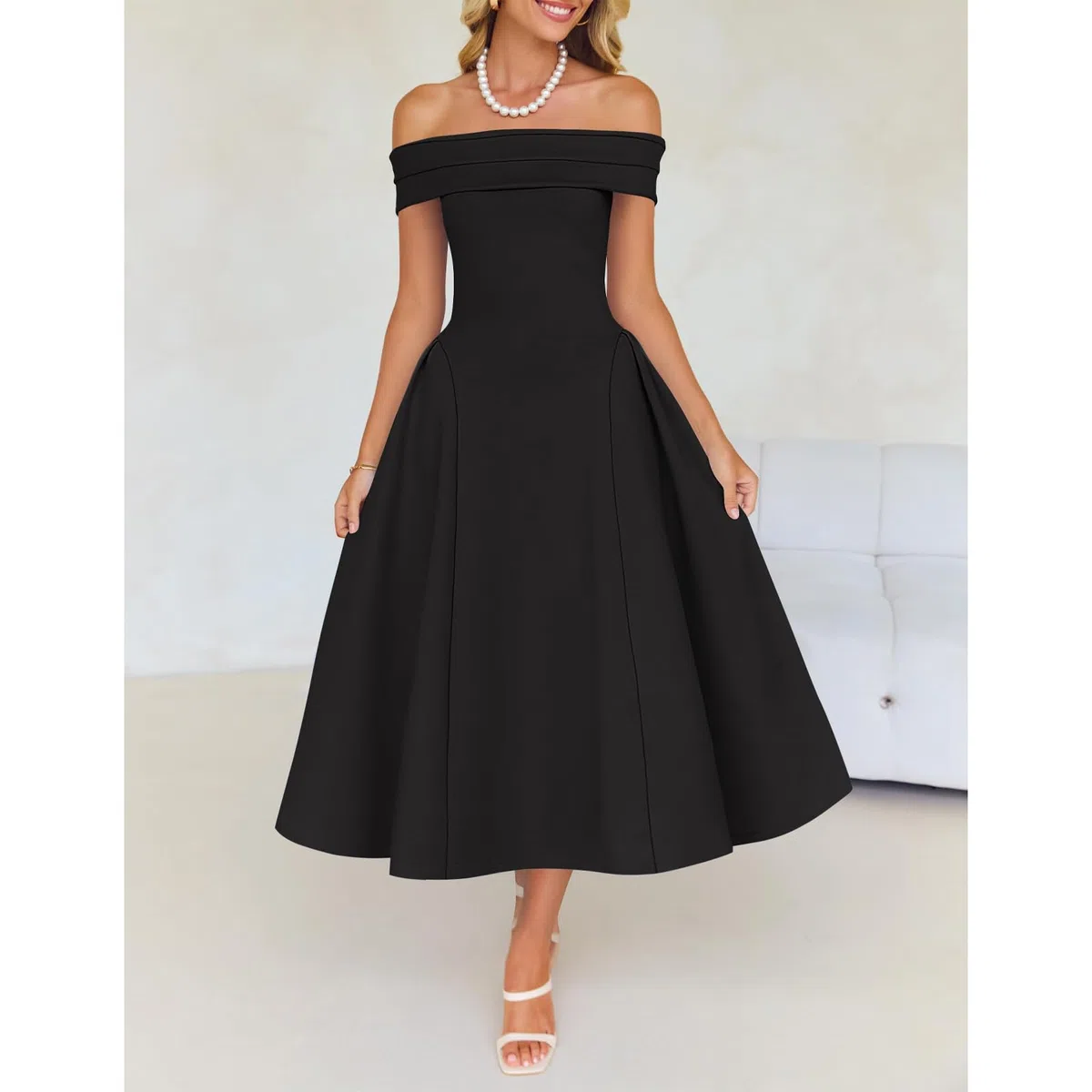 Vestido de Cóctel para Mujer Maxi Vestido Sexy Hombros Descubiertos Elegante Vestidos Largo Formal Línea A Vestidos Vintage de Noche Fiesta Rockabilly Swing para Invitada Boda Club