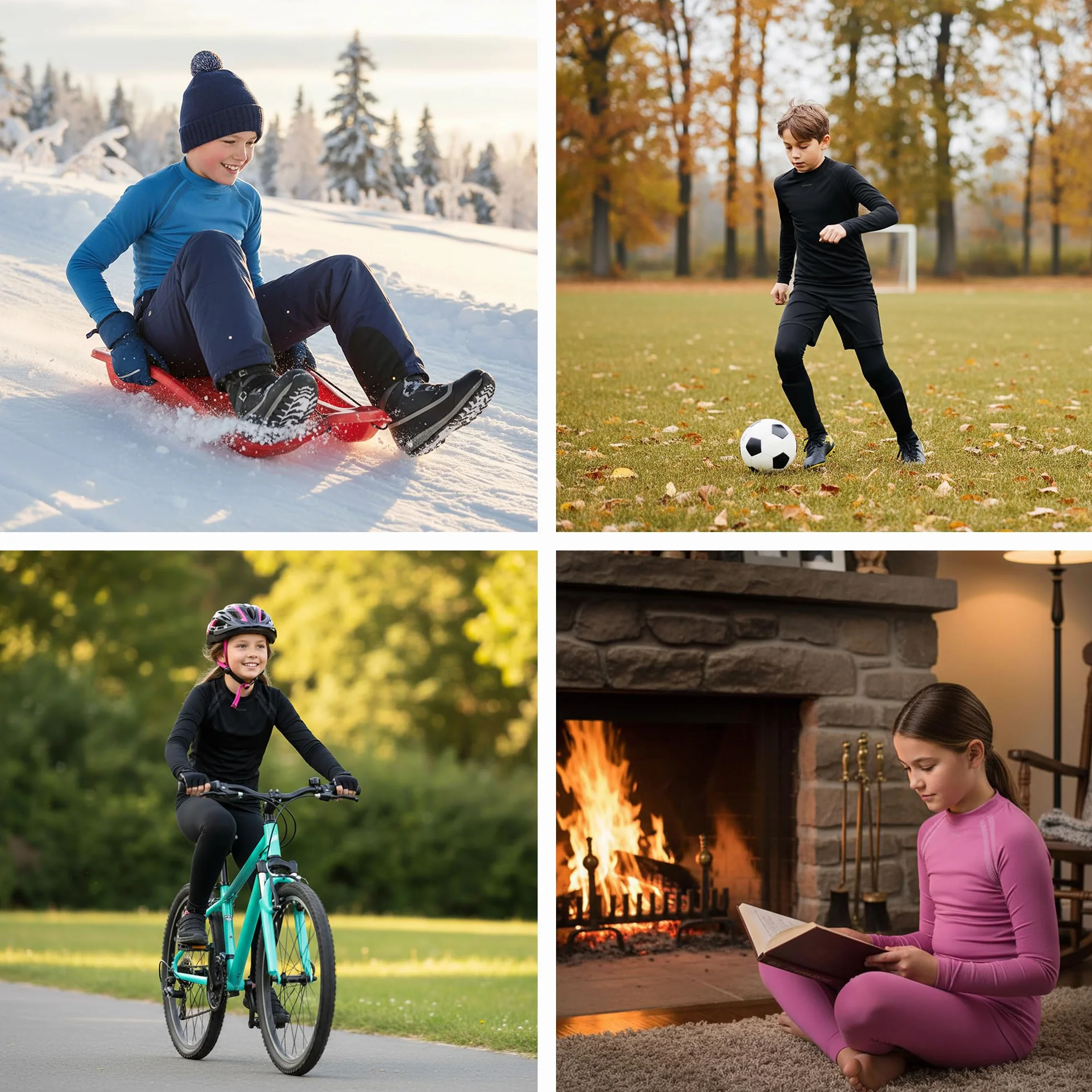 meteor Conjunto Ropa Interior Térmica para Niños - Camiseta de Manga Larga y Pantalón - Set Infantil Elástico para Esquí Snowboard Acampada y Senderismo para Niño y Niña