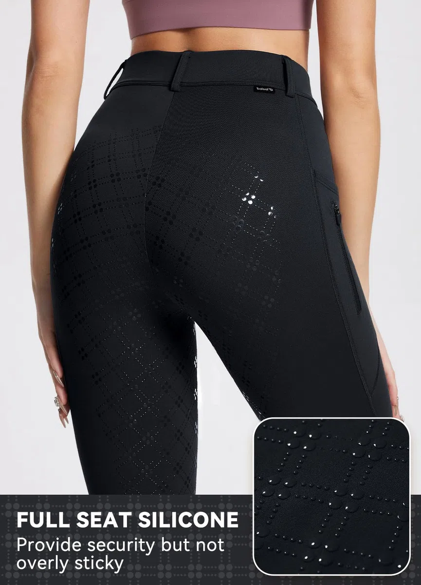 BALEAF Pantalones de equitación de invierno para mujer, con forro polar, con bolsillos con cremallera