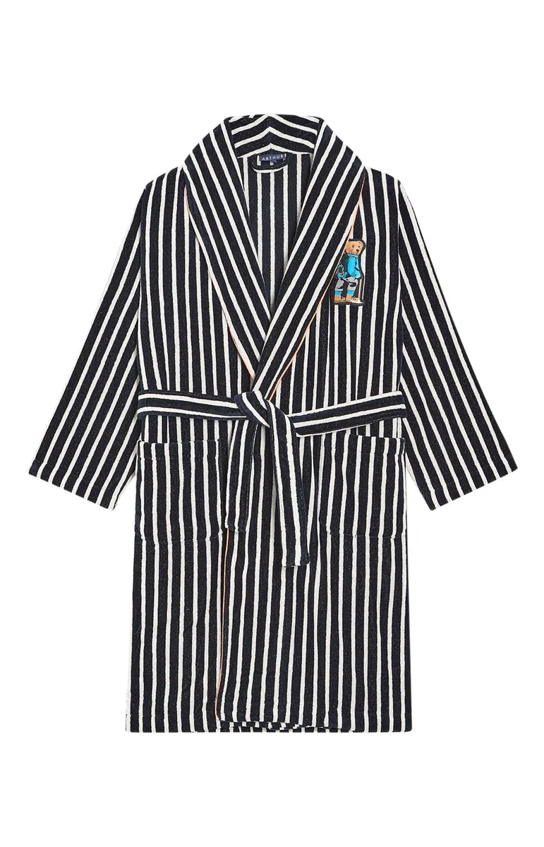 Arthur – Albornoz para hombre Randormeur – Exterior de terciopelo e interior de rizo – Cuello chal y bolsillos de parche – 100% algodón – Marino – Talla XXL, azul, XXL