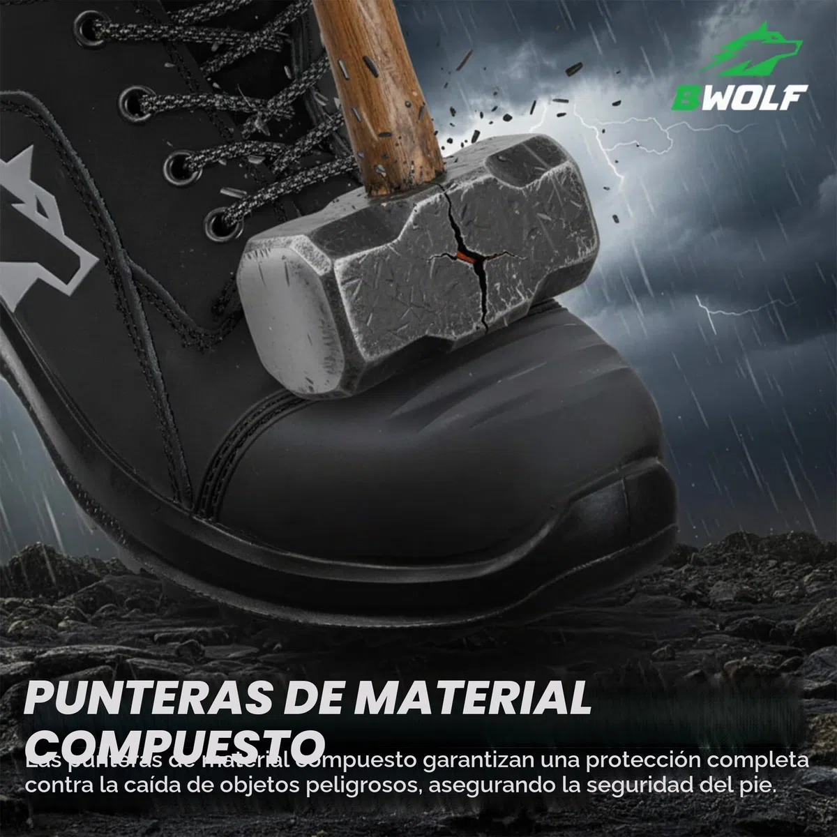 BWOLF Fantom Hi S7L - Botas de seguridad impermeables para hombre con entresuela de Kevlar, puntera compuesta
