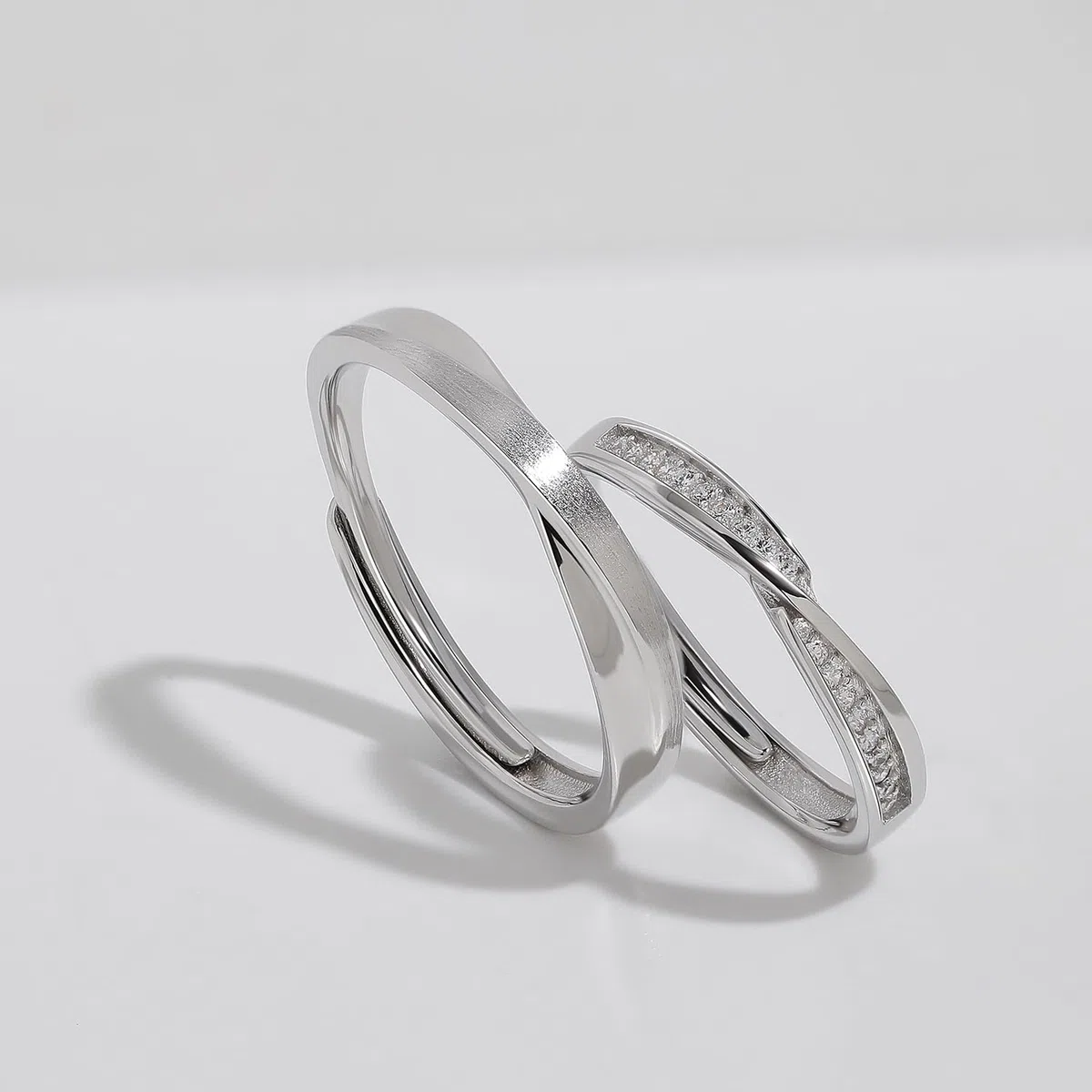 Meissa Juego de Anillos de Promesa Ajustables de Plata de Ley para Parejas