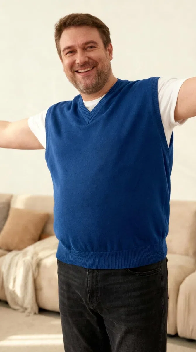Hombres Suéter Chaleco para Extra Talla: Grande Alto V Cuello Sin Mangas Tejer Algodón Pullover