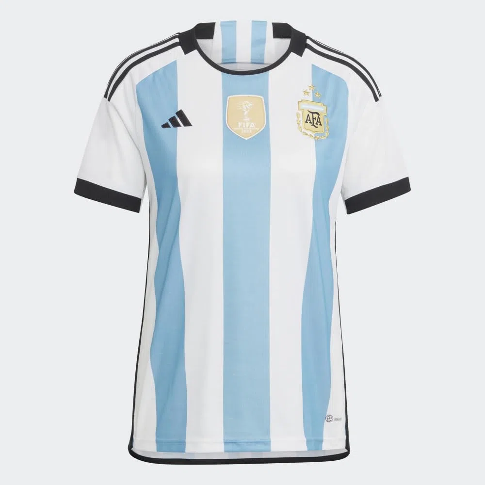 adidas Camiseta de fútbol Argentina 2022 para mujer ganadoras de 3 estrellas